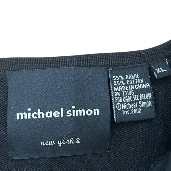 Vintage Black Michael Simon Cardigan Beaded Embroidered Sweater / XL - - Picture 4 of 5